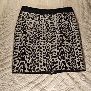 The Limited Women’s Sequin Pencil Skirt Size 14 Black White Animal Print NWT $98